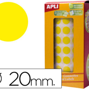Etiquetas Auto Adesivas Apli Circulares 20 mm Amarelo em Rolo