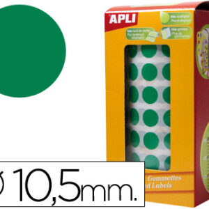 Etiquetas Auto Adesivas Apli Circulares 10,5mm Verde em Rolo