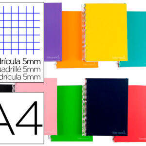 Caderno Espiral Din A4 Jolly Capa Dura 140 F 75 Gr 5 Bandas De Cores 4 Furos Cores Sortidas