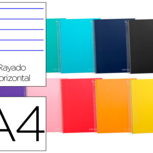 Caderno Espiral Din A4 Jolly Capa Dura 140 F 75 Gr Pautado 5 Bandas De Cores 4 Furos Cores Sortidas