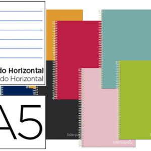 Caderno Espiral Din A5 Jolly Capa Dura 140 F 75 Gr Pautado 5 Bandas De Cores 6 Furos Cores Sortidas