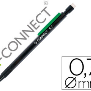 Lapiseira Q-Connect 0.7 mm c/ 3 Minas Corpo Preto c/ Clip Verde