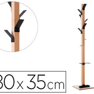 Cabide Paperflow de Madeira Faia 8 Suportes Preto Altura 180 cm