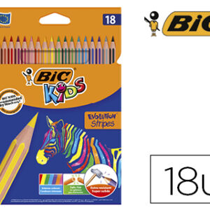Lápis de Cores Bic Evolution Stripes Caixa de 18 Cores Sortidas