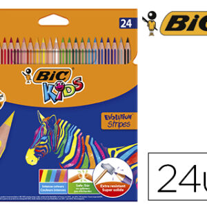 L?pis de Cores Bic Evolution Stripes Caixa de 24 Cores Sortidas