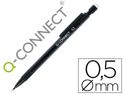 Lapiseira Q-Connect 0.5 mm c/ 3 Minas Corpo Preto c/ Clip Preto