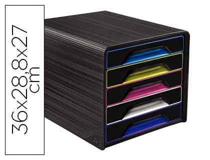 Blocos Classificadores de Secretaria Cep 5 Gavetas Preot/Multicolor 360x288x270mm