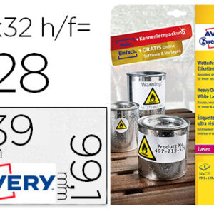 Etiqueta Adesiva Avery Poliester Branco 99,1X139 mm p/ Impressora Laser (32 Unidades)