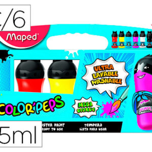 Guache Maped Color Peps Ultra Lavavel Caixa de 6 Cores Sortidas Primarios 75 ml
