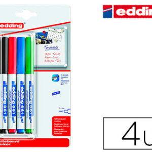 Marcador Edding p/ Quadro Branco 661 Ponta Redonda 1-2 mm (4 Unidades) Colores Sortidas