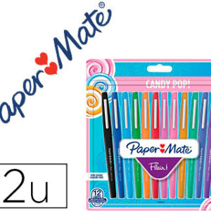 Marcador Papermate Flair Original Ponta Feltro Candy Pop Blister de 12 Unidades Cores Sortidas