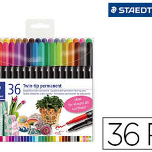 Marcador Staedtler Permanente Dupla Ponta 3187 Estojo de 36 Unidades Cores Sortidas