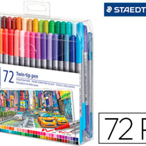 Marcador Staedtler Dupla Ponta de Fibra 3200 Estojo de 72 Unidades Cores Sortidas