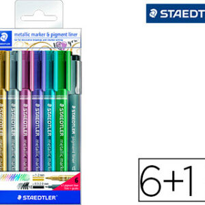 Marcador Staedtler Metalico 8323 6 Unidades Cores Sortidas + 1 Marcador Calibrado 308 C2-9