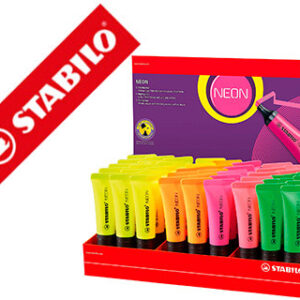 Marcador Stabilo Fluorescente 72 Neon Expositor de 45 Unidades Cores Sortidas