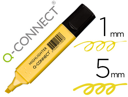 Marcador Q-Connect Fluorescente Pastel Amarelo Ponta Biselada
