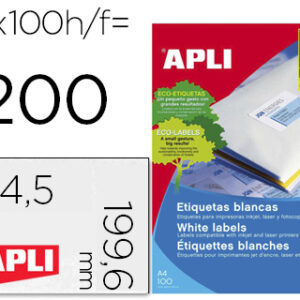 Etiqueta Adesiva Apli 2423 199,6X144,5 mm Fotocopiadora Laser Ink-Jet Caixa c/100 Folhas Din A4