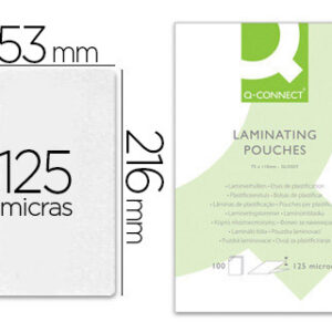 Bolsa de Plastificar Q-Connect 153 X 216 mm Din A5 125 Microns Auto Adesivas (100 Unidades)