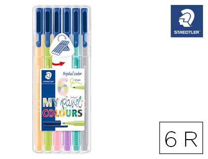 Marcador Staedtler Triplus Me Pastel Colours Estojo de 6 Cores Sortidas