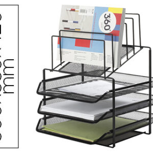 Tabuleiro de Secretaria Q-Connect Kf17296 Metalico Preto 3 Bandejas 300X350X420 mm