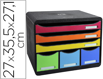 Bloco Classificador Exacompta Iderama Arlequin 6 Gavetas Multicores 270X355X271 mm