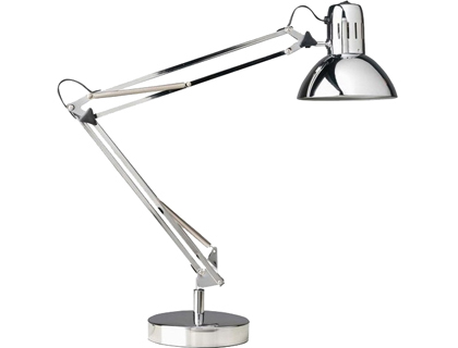 Candeeiro de Escritorio Uniluxsuccess 80Led Braço Duplo Articulado Cromado 40X40 cm