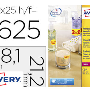 Etiqueta Adesiva Avery 38,1X21,2mm Removivel Amarela Fluorescente (1625 Unidades)