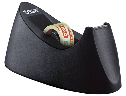 Desenrolador de Secretaria Tesa em Plastico Easy Cut Curve Preto p/ Fita de 33 Mt X19 mm + 1 Fita