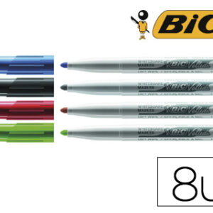 Marcador Bic Velleda p/ Quadro Ponta Redonda 2 mm Bolsa de 8 Unidades Cores Sortidas