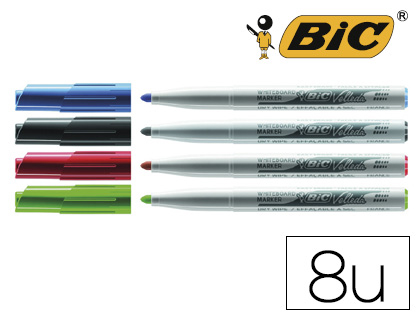 Marcador Bic Velleda p/ Quadro Ponta Redonda 2 mm Bolsa de 8 Unidades Cores Sortidas
