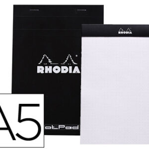 Bloco de Notas Rhodia Black Dot Pad A5 80F 80g/m2 Liso c/ Pontos Pretos 5mm