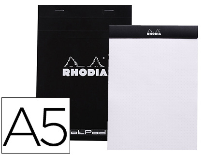 Bloco de Notas Rhodia Black Dot Pad A5 80F 80g/m2 Liso c/ Pontos Pretos 5mm