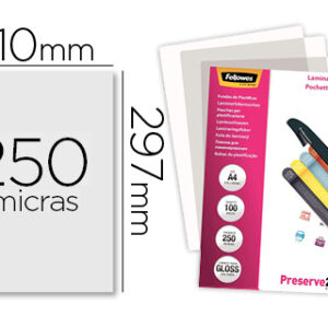Bolsa de Plastificar Fellowes Brilho Din A4 250 Microns (100 Unidades)