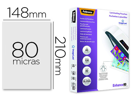 Bolsa de Plastificar Fellowes Brilho Din A5 80 Microns (100 Unidades)
