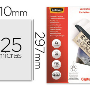Bolsa de Plastificar Fellowes Brilho Din A4 125 Microns (25 Unidades)