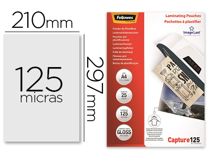 Bolsa de Plastificar Fellowes Brilho Din A4 125 Microns (25 Unidades)