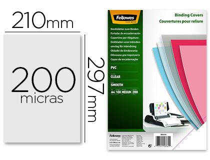 Capa de Encadernacao Fellowes Din A4 PVC Transparente 200 Microns (100 Unidades)