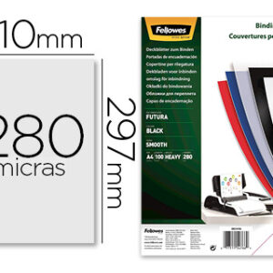 Capa de Encadernacao Fellowes Din A4 Polipropileno Preta 280 Microns (100 Unidades)