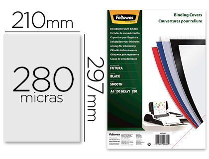 Capa de Encadernacao Fellowes Din A4 Polipropileno Preta 280 Microns (100 Unidades)