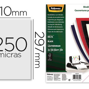 Capa de Encadernacao Fellowes Din A4 Cartão a Imitar Pele Preta Delta 250 Gr (100 Unidades)