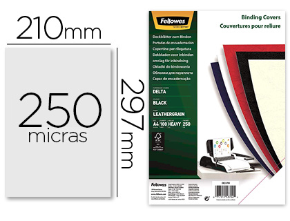 Capa de Encadernacao Fellowes Din A4 Cartão a Imitar Pele Preta Delta 250 Gr (100 Unidades)
