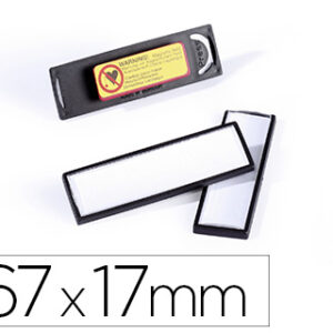 Identificador Portanombre Durable PVC Antiaranhazos c/ Iman Y Efecto Lupa Negro 67X17 mm