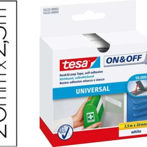 Fita Adesiva Velcro Universal 2,5m x 20mm (Branco) - TESA