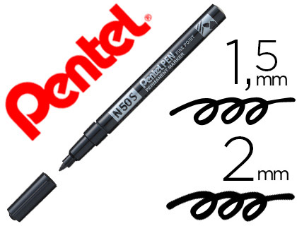 Marcador Pentel N50S Permanente Cor Preto 1,5/2 mm