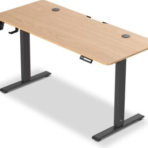 Secretária Elevatória Elétrica Ryva (140x60cm) Madeira (Oak) Preto - OFFY