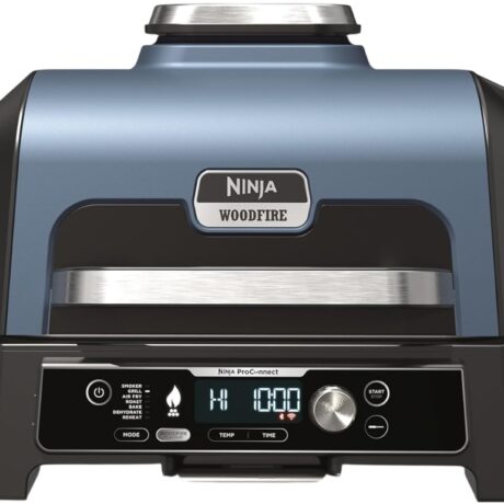 Grelhador Elétrico Woodfire Pro Connect XL c/ Defumador OG901EU 1700W (Preto/Azul) - NINJA