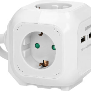 Extens?o Quadrupla c/ 2x USB Branco (1,4 mts) - ORNO