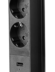 Extensão Tripla + 2x USB Oculta POP-UP p/ Secret?rias, Balc?es, M?veis ... (Preto) - ORNO