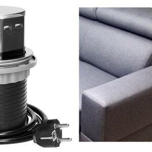 Extens?o Tripla + 2x USB Oculta POP-UP INOX p/ Secret?rias, Balc?es, M?veis ... (1,5 mts) - ORNO