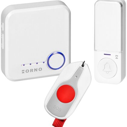 Campainha Inteligente s/ Fios Sigo AC Wi-Fi Tuya + Botão Pânico SOS (Branco) - ORNO